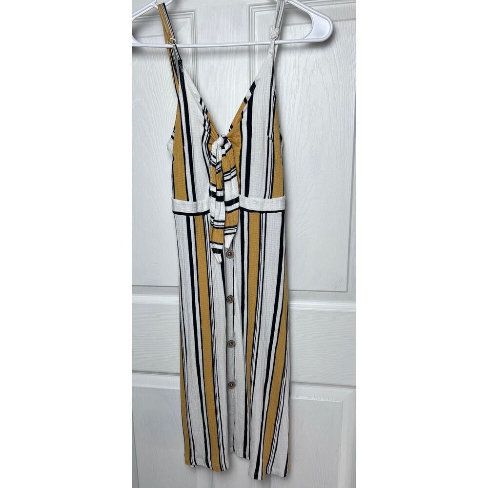 Love Tree Yellow Black & White Bodycon Dress with Button Detail Size Medium